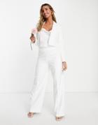 Vila Bridal Tailored Suit Wide Leg Pants In Cream-white