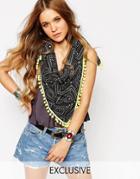 Reclaimed Vintage Scarf With Pom Pom Trim