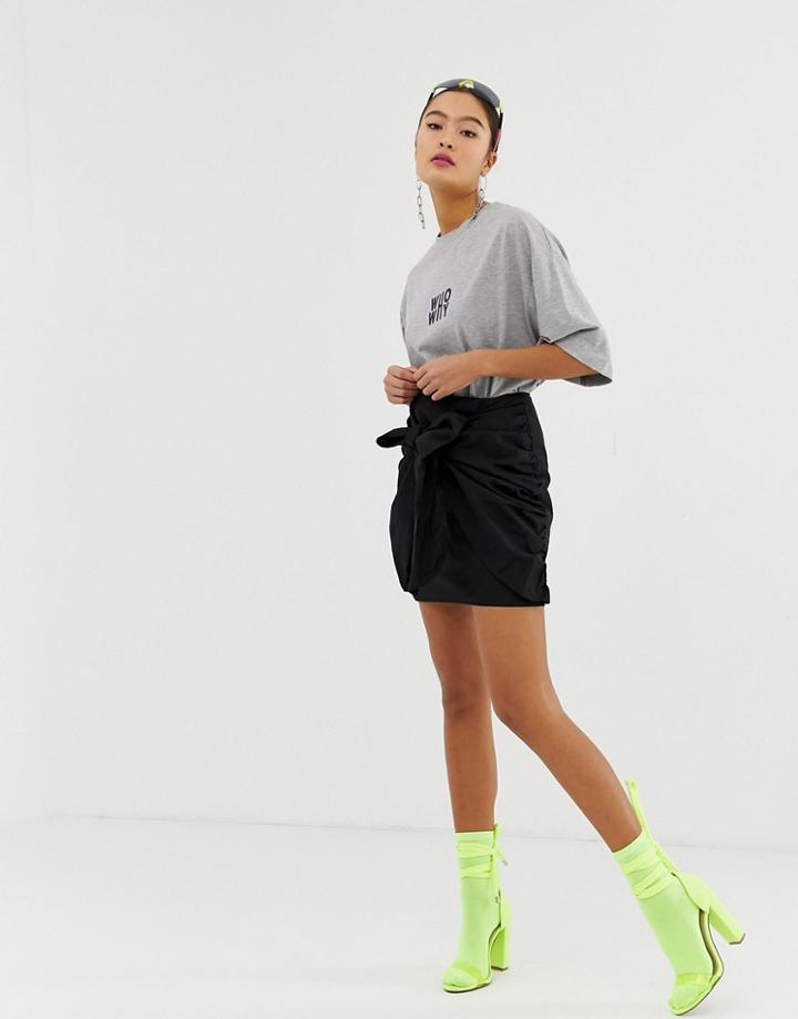 Collusion Wrap Mini Skirt - Black