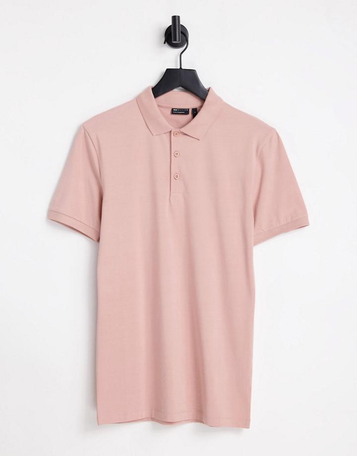 Asos Design Muscle Fit Jersey Polo In Light Pink