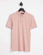 Asos Design Muscle Fit Jersey Polo In Light Pink
