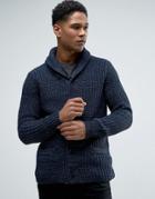 Celio Shawl Neck Knitted Cardigan - Navy