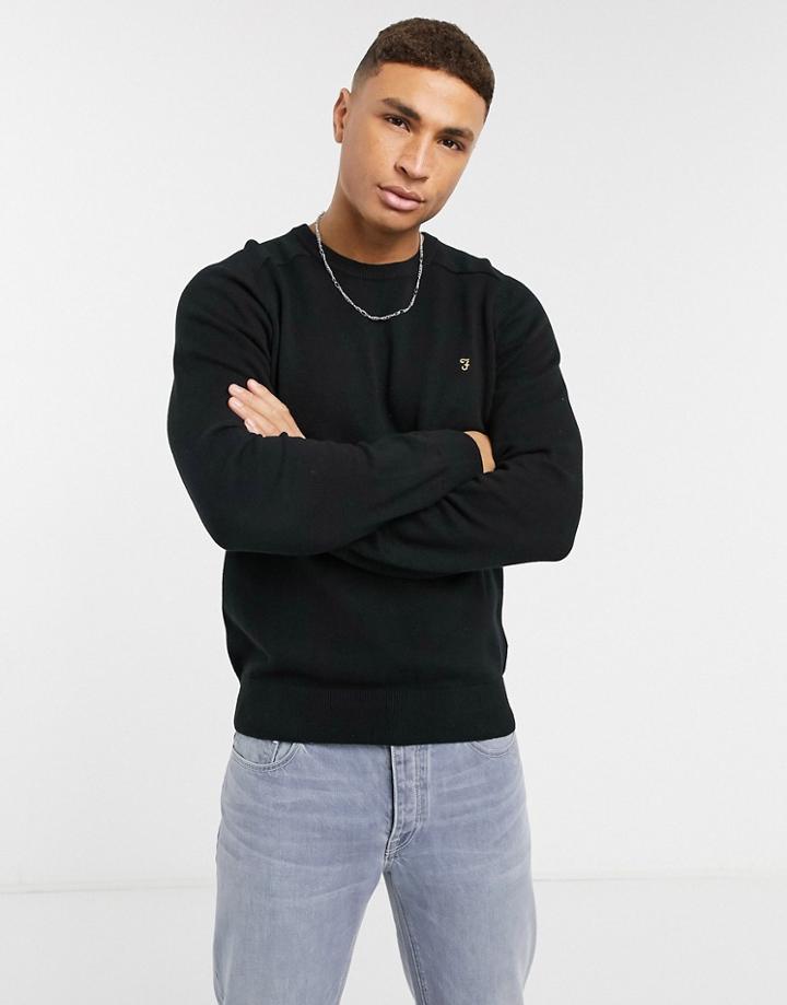 Farah Addison Crew Knit Sweater In Black
