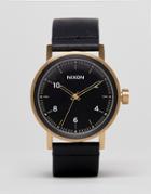 Nixon Stark Leather Watch In Black/gold - Black