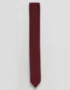 Asos Knitted Tie In Burgundy With Pointed End - Red