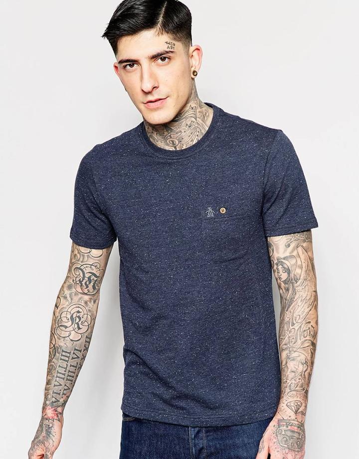 Original Penguin Heathered Nep T-shirt - Navy