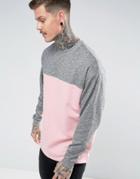 Asos Oversized Cut & Sew Sweatshirt - Pink