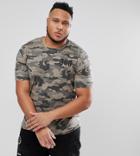 Only & Sons Plus T-shirt In Camo With Back Print - Green