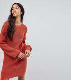 Asos Tall Chunky Mini Knitted Dress With V Back - Red