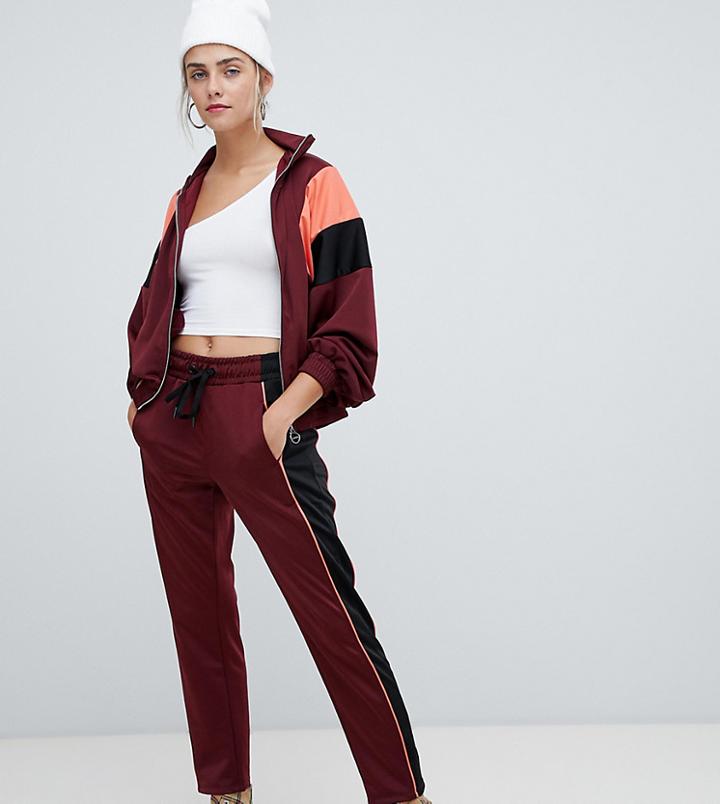 Bershka Color Block Sweatpants-red