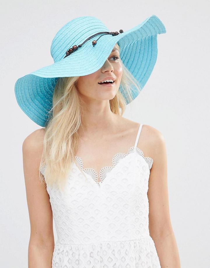 7x Summer Straw Floppy Hat - Cerulean