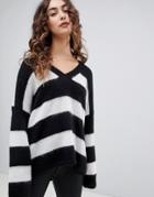 Allsaints Oversized Fluffy Sweater In Stripe - Multi