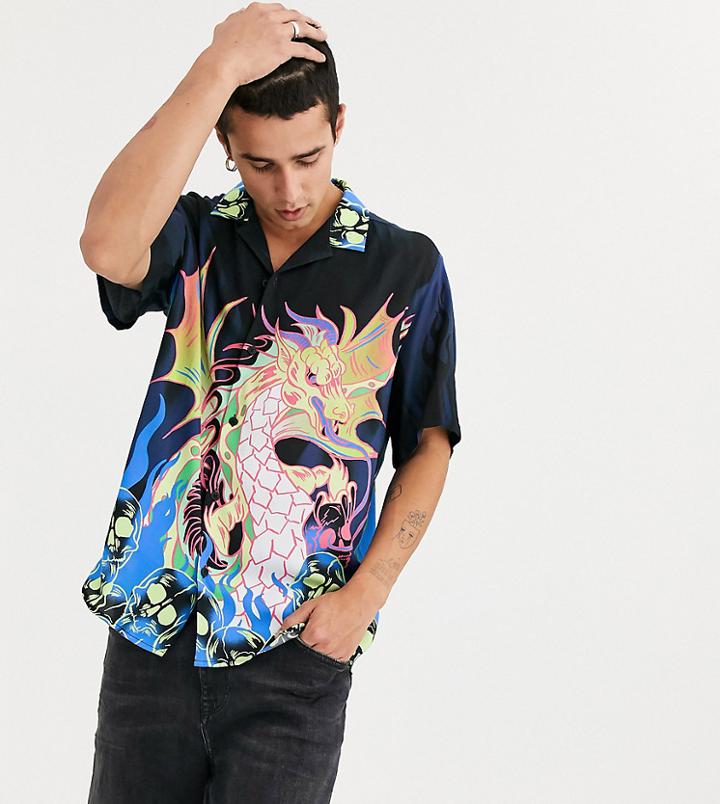 Collusion Dragon Print Shirt-blue