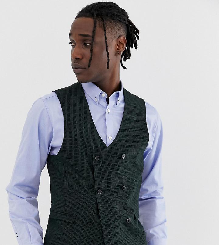 Heart & Dagger Slim Fit Vest In Mini Pattern - Black