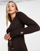River Island Cardigan With Embroidery In Brown - Part Of A Set