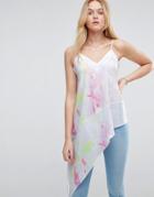 Asos Asymmetric Cami In Spray Print - Multi