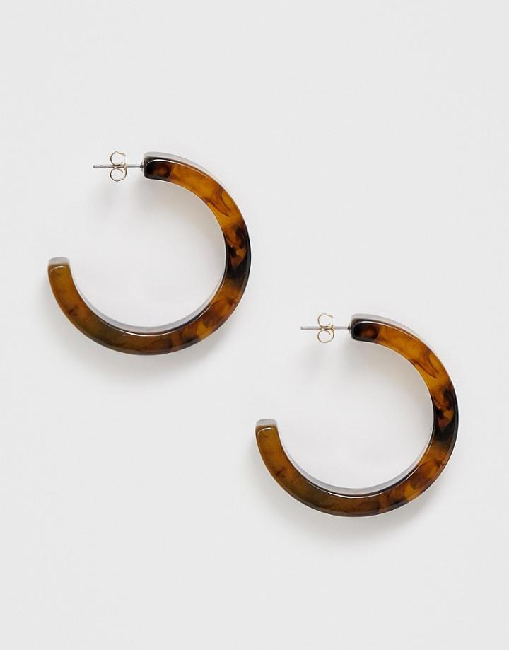 Pieces Tortoise Shell Hoop Earrings - Brown