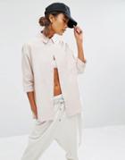 Daisy Street 3/4 Sleeve Paneled Casual Shirt - Nude
