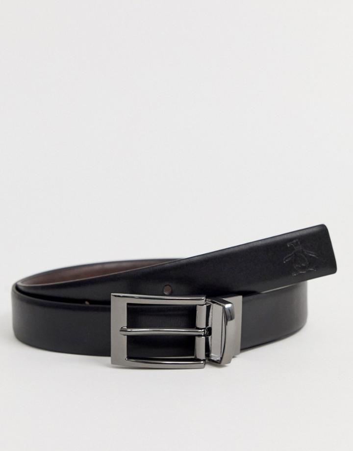 Original Penguin Reversible Belt In Black/brown