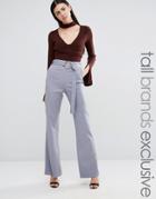 Lavish Alice Tall Slim Leg Pant With Belt Detail - Gray