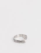 Seven London Silver Feather Wrap Around Ring - Silver