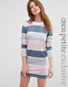 Asos Petite Sweat Dress In Pastel Stripe - Pastel
