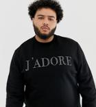Asos Design Plus Sweatshirt With Jadore Slogan In Crystals - Black