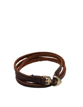 Asos Leather Bracelet With Anchor - Brown