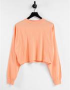 Asos Design Long Sleeve Boxy T-shirt With Seam Detail In Peach-orange