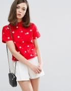 Fred Perry Amy Winehouse Foundation Polka Dot Bowling Shirt - Red
