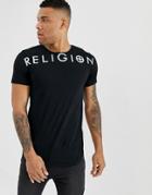 Religion Muscle Fit T-shirt In Black With Branding - Black