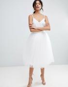 Little Mistress Midi Tulle Prom Skirt-white