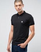 Pretty Green Polo Shirt With Polka Dot In Slim Fit Black - Black