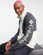 Columbia Lodge Colorblock Half Zip Fleece Sweatshirt In Black/cream