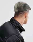 Asos Flat Cap In Khaki Velour With Embroidery - Green