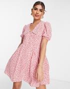 Collective The Label Exclusive Puff Sleeve Mini Dress In Ditsy Floral-red