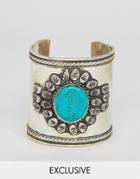 Reclaimed Vintage Inspired Stone Embellished Arm Cuff - Silver