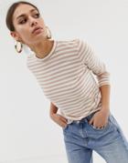 Na-kd Long Sleeve Top In Stripe Beige And White - Beige