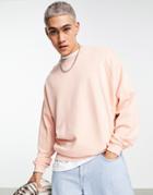 Asos Design Oversized Sweatshirt In Washed Pink