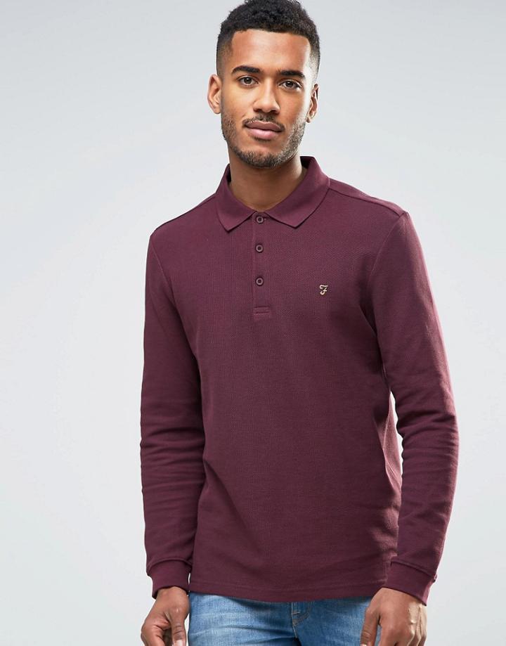 Farah Long Sleeve Polo Shirt - Red
