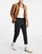 Asos Design Smart Scuba Tapered Sweatpants With Fixed Hem & Pin Tucks In Black