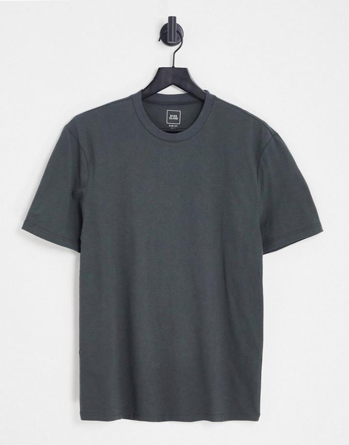 River Island Slim Neck T-shirt In Gray