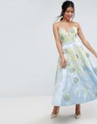 Asos Salon Contrast Embroidered Floral Prom Midi Dress - Multi