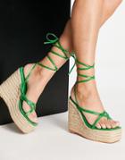 Simmi London Espadrille Wedge Sandals In Green