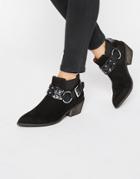 London Rebel Western Ankle Boots - Black