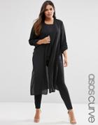 Asos Curve Maxi Kimono With Side Splits - Black