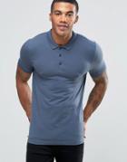 Asos Extreme Muscle Jersey Polo In Blue - Blue
