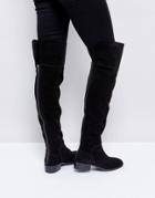 Asos Kore Suede Over The Knee Boots - Black