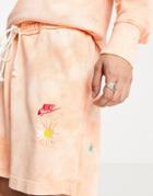 Nike Statement Hbr Dye-effect Fleece Shorts In Coral-orange
