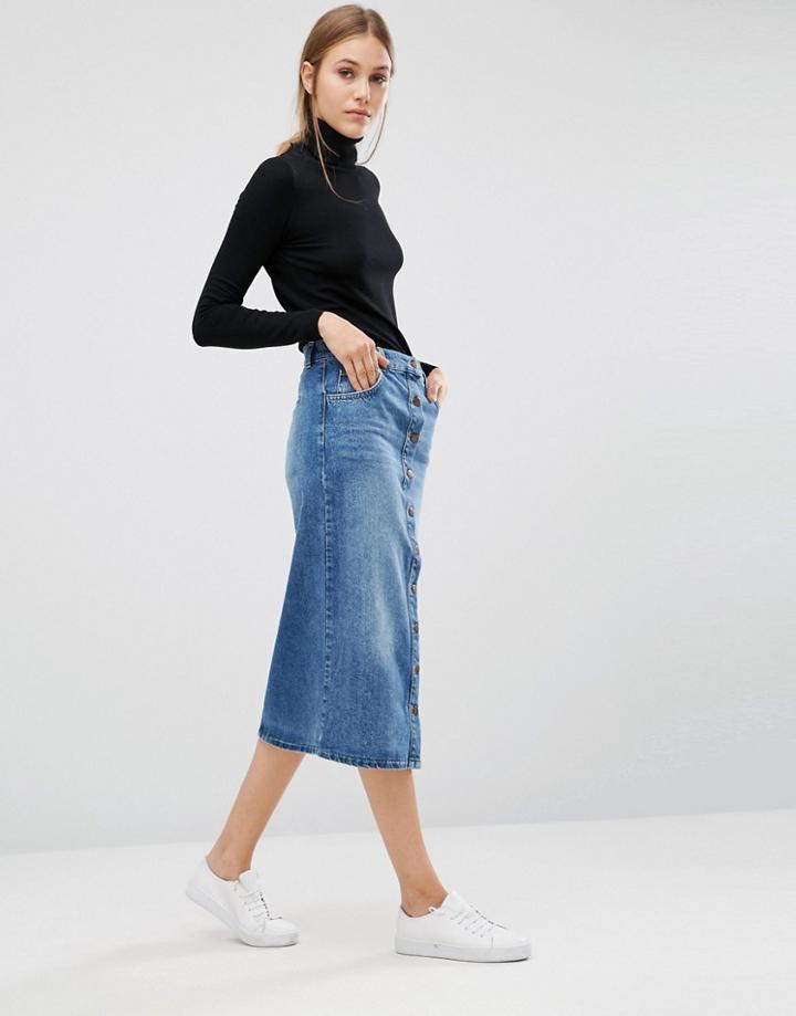 Just Female Pine Midi Skirt - Blue